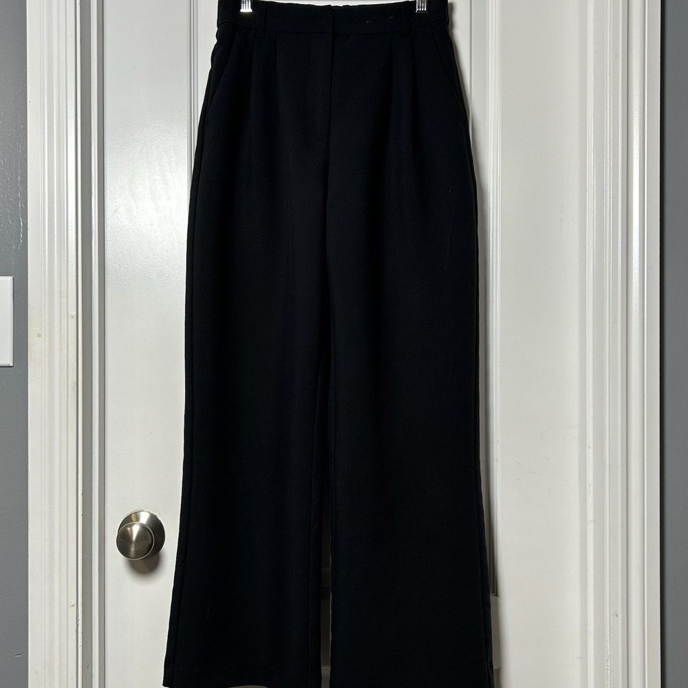 Abercrombie & Fitch Black Curve Love High Rise Wide Leg Sloane Tailored Pants